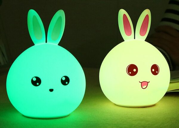 Cute Night Light Animal Rabbit Night lamps Touch Sensor Silicone LED Colorful Lights - Image 7